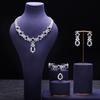Copper Zircon Necklace Earrings Luxury Sparkle Colored Gemstones Bridal Wedding Dress Party Accessories Bracelet