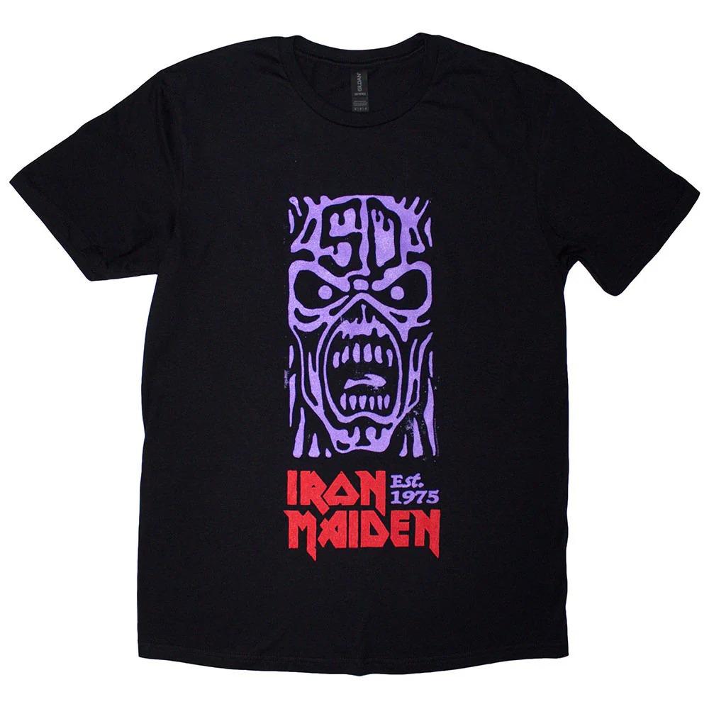

Iron Maiden Est. 1975 Stamp Logo Purple T-shirt Size S-4XL High-end Luxury Is for Both Men and Women Top Y2k S