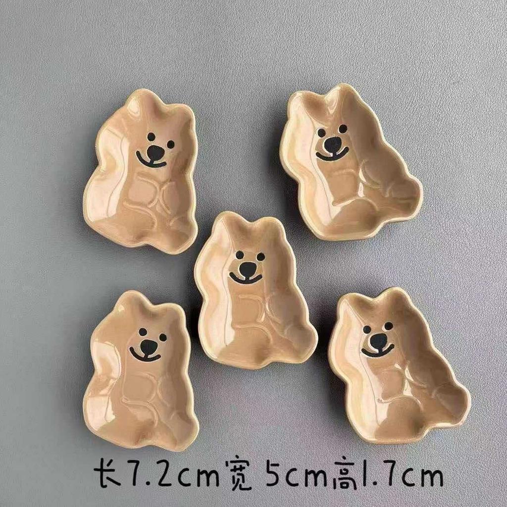 Cartoon Animal Ceramic Taste Plate Creative Cute Bear Puppy Plate Snack Snack Dipping Sauce Vinaigrette Plate