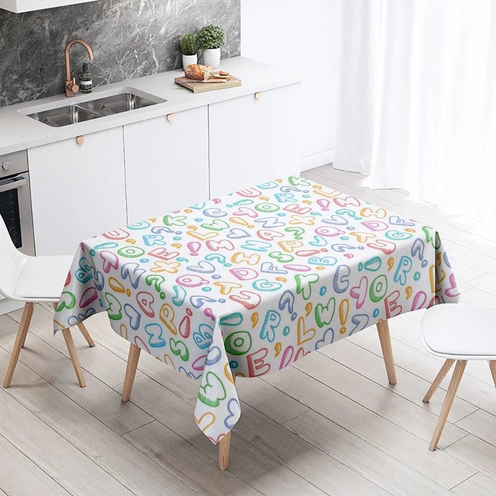 Cartoon Tablecloth Home Decor Stain Resistant Waterproof Table Decoration Rectangular Kitchen Fireplace Countertop