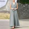 ZANZEA Women Casual Turn Down Collar Summer Sleeveless Wide Leg Jumpsuits