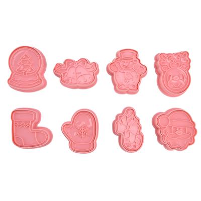 8pcs Cake Mold Pink DIY Making Cute Christmas Style Safe Reliable Durable Fruit Cutters for Home