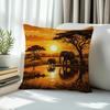1pcs/4pcs African Savanna Elephant Cushions Pillowcase Polyester Cushion Cover Throw Pillow Pillowcover Home Car Sofa Decor