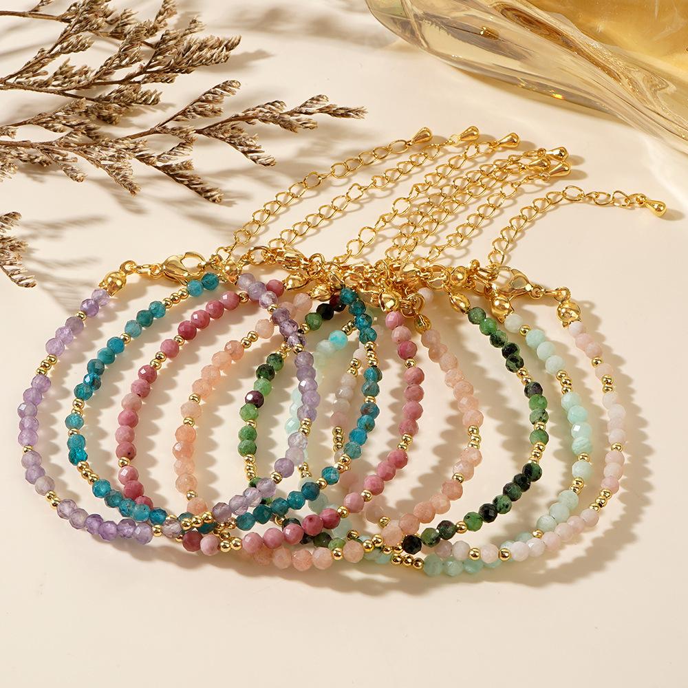 European American Cross-border Hot Sale New Bohemian Style Ball-Shaped Natural Stone Bead Bracelet Women's Jewelry Niche