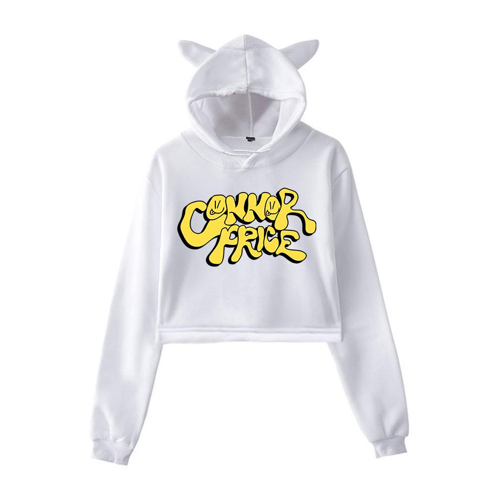 

Уличная одежда для женщин, сексуальные принты Connor Price, укороченные толстовки, свободные свитера Harajuku, корейские повседневные топы XS белый