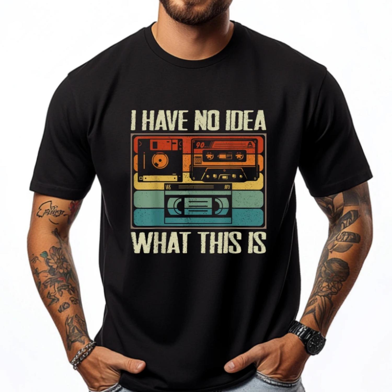 

Retro 80s 90s Cassette I Have No What This Is Cassette Mens Designer Clothes High Quality Men s T-Shirt S чёрный