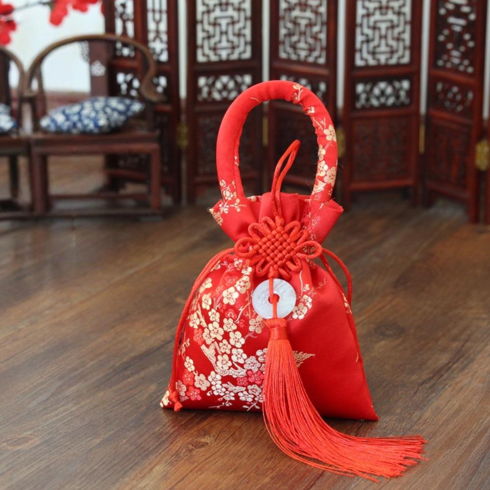 Dragon Chinese Knot Tassel Handbag Chinese Style New Year Bucket Bag Festive Sugar Bag  Outdoor
