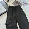 Women's 2025 Spring & Autumn Soft Knit Sequin Rhinestone Wide-Leg Trousers