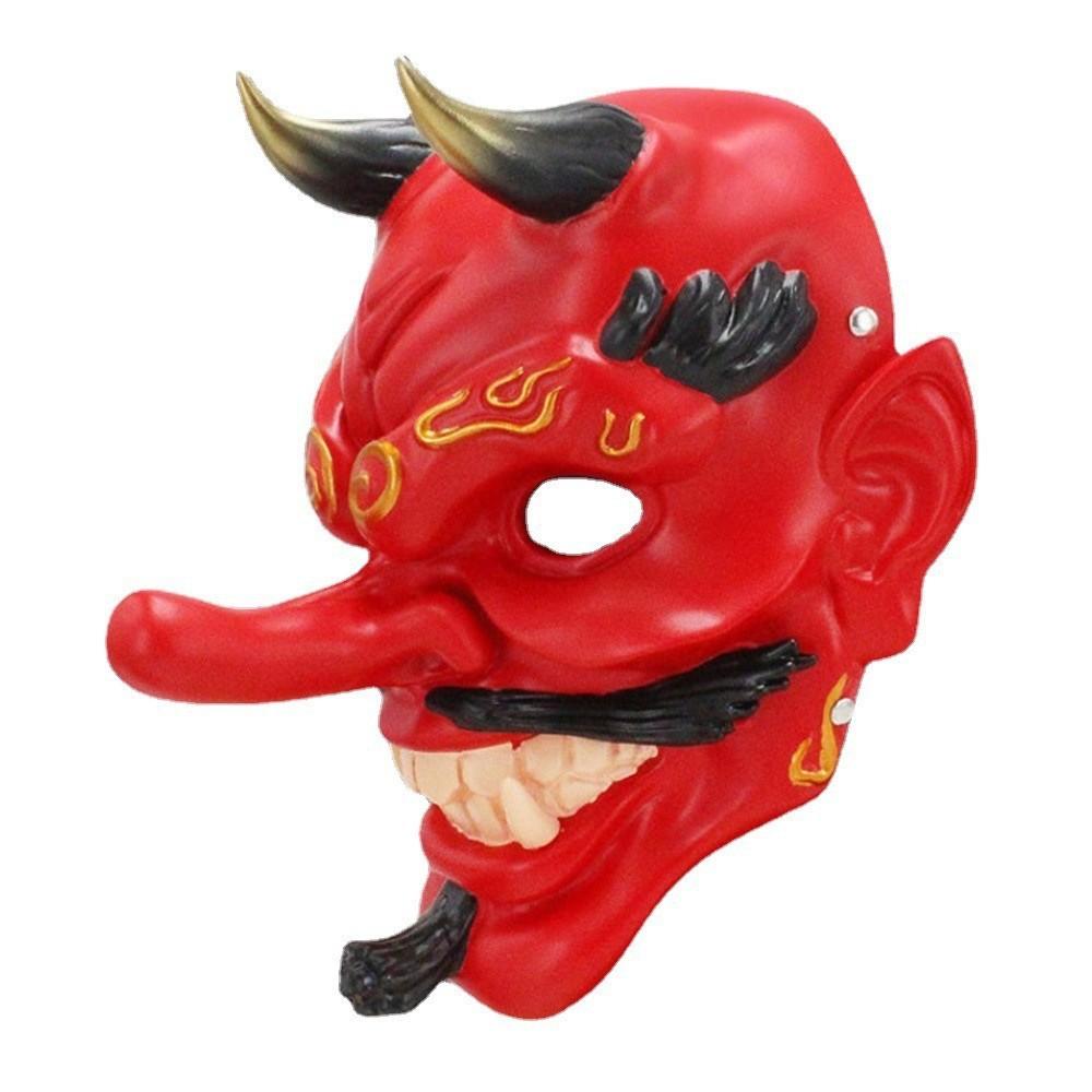 Stunning Red And Gold Tengu Mask For Halloween Festivities And Costume Parties