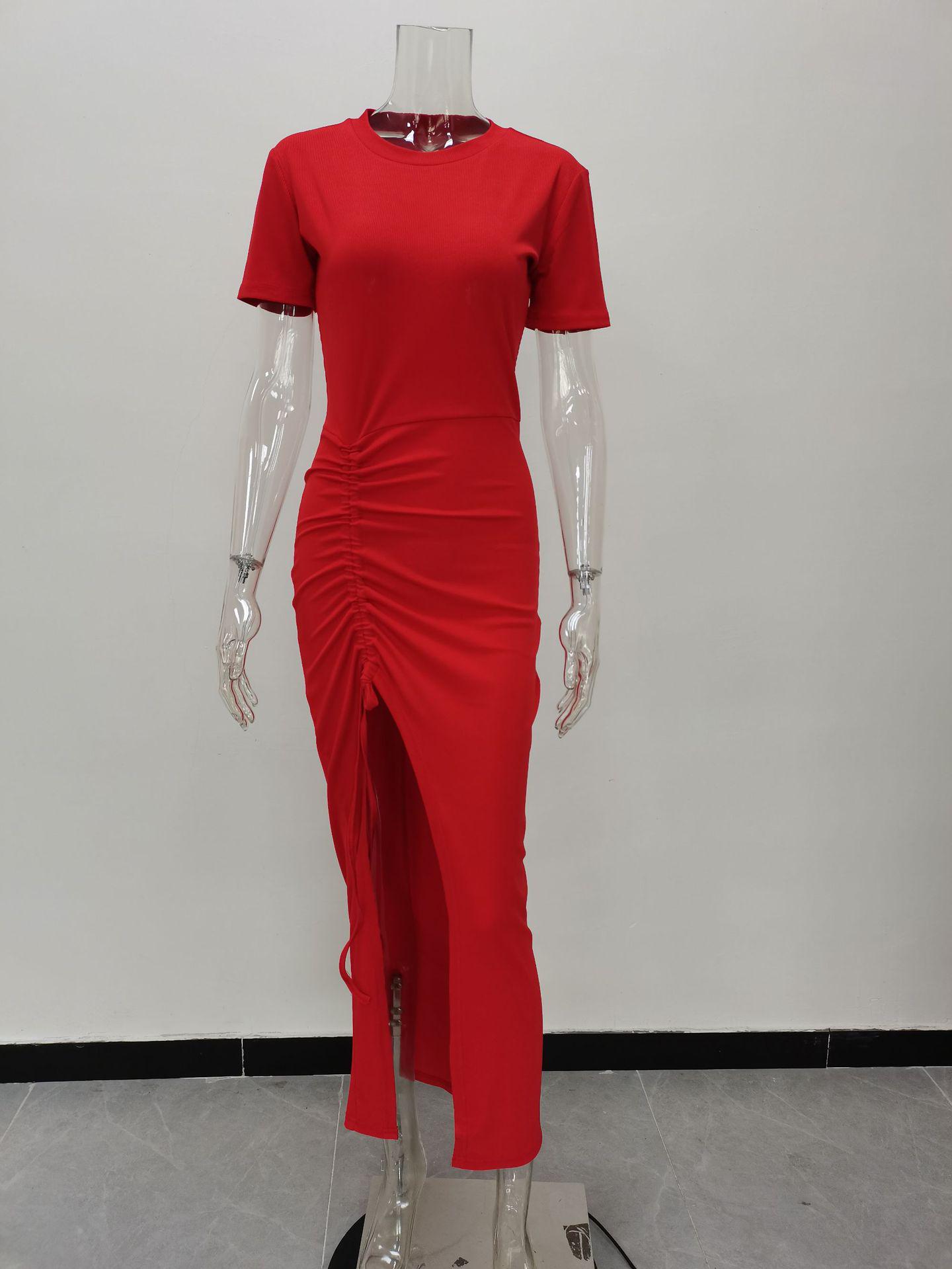 

Женское трикотажное платье в полоску с завязками и короткими рукавами 2023 года 3XL красный