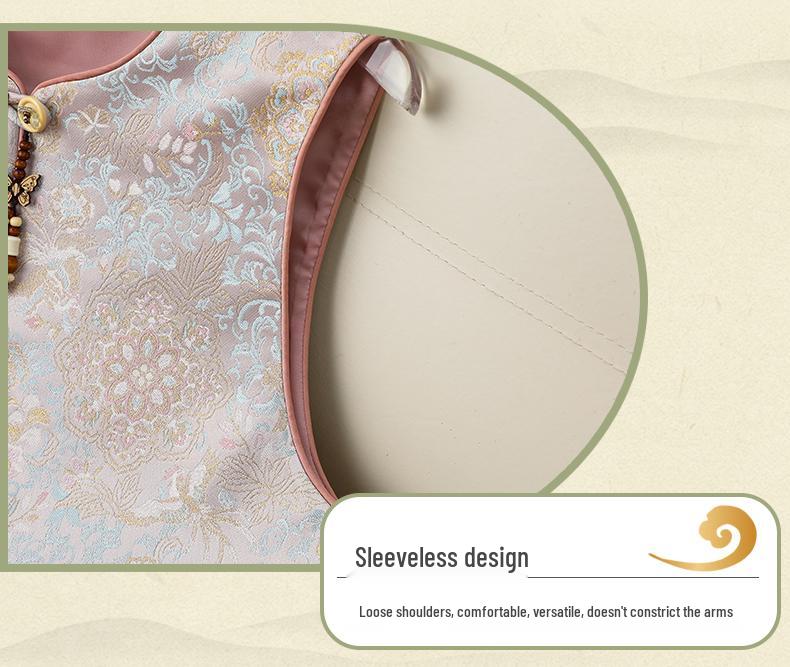 2026 Women's Chinese National Style Jacquard Vest and Shawl Jacket with Frog Buttons