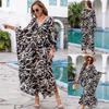 European & American Cotton Print Plus Size Loose Beach Dress Cover-Up for Women