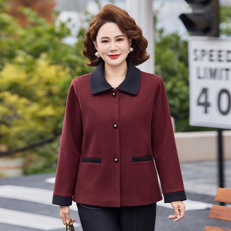 

Elegant Woolen Coat for Middle-aged Women - Spring & Autumn Collection 2026 4XL (for 135-150 jin) червоний