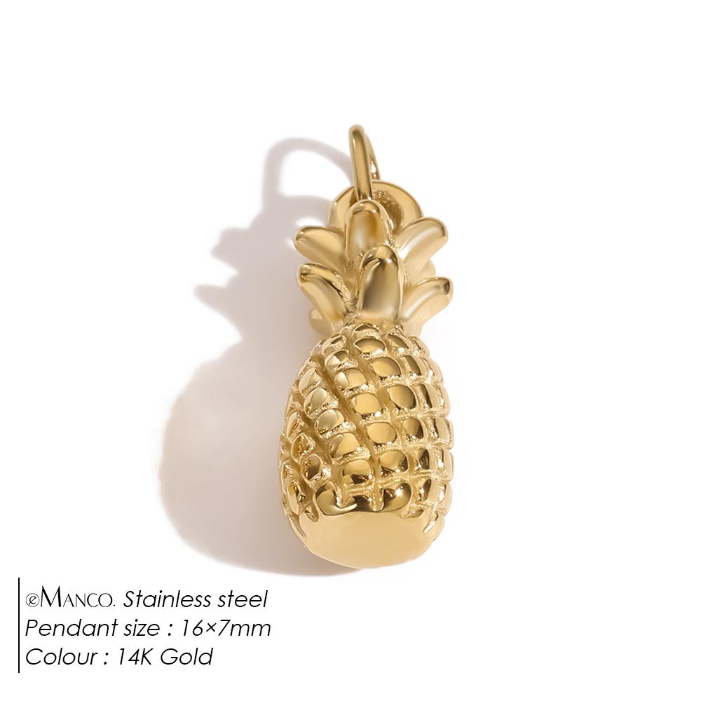 eManco Stainless Steel Charms Bohemian Style Fruit Elements Strawberry, Pineapple, Cherry Summer Trendy Jewelry Pendant