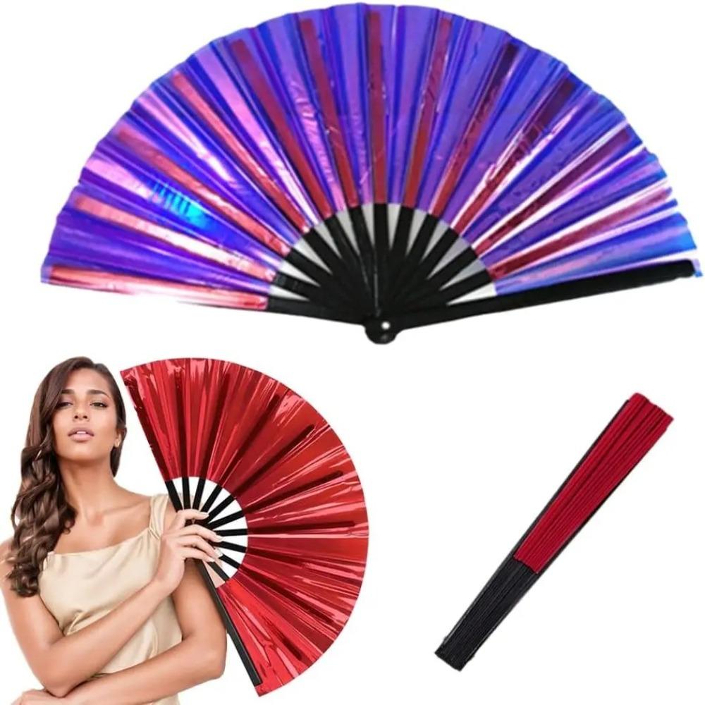Exquisite Large Folding Hand Fan Laser Reflective Hand Fan Perfect Dance Fan  Festival Party