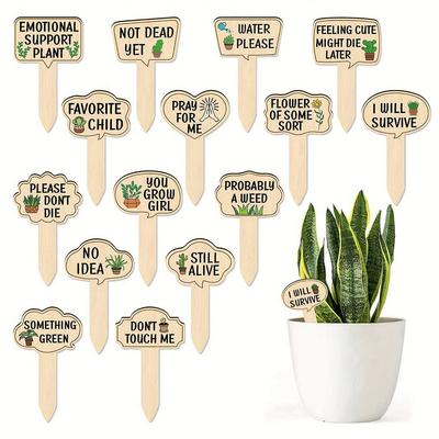 Wooden Plant Labels for Pots – Garden Marker Stakes for Succulents, Herbs & Houseplants