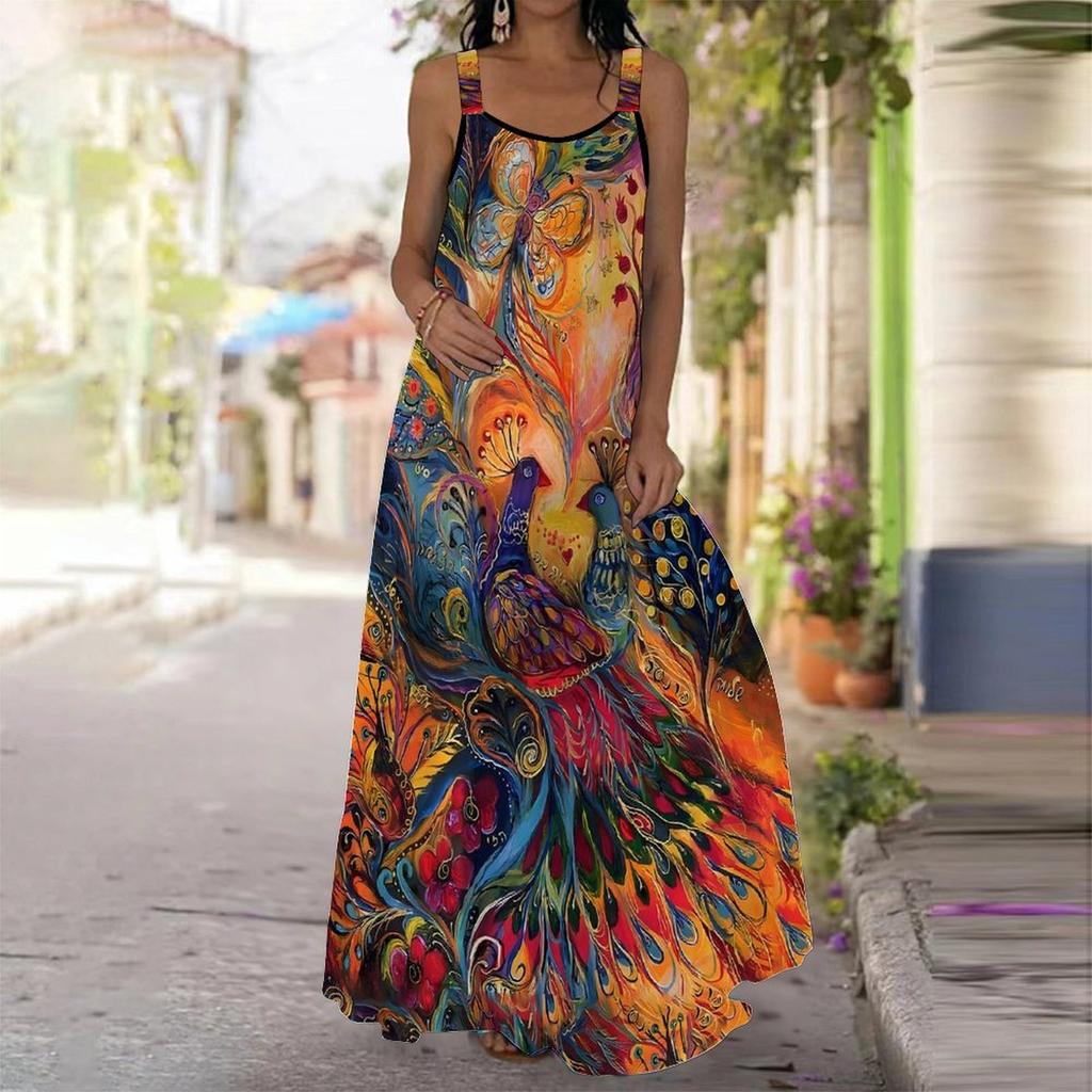 Women's Slip Dress Maxi Long Dress Geometric Art Print Dress Spring & Summer Leisure Vacation