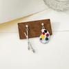 1 Pair Personality Fun Brush Drawing Board Earrings Ins Retro Literary Temperament Asymmetric Woman Earrings Jewelry Gift