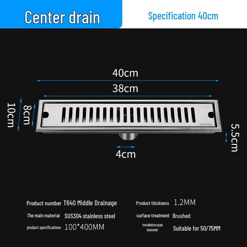 MDNG Rectangular High-Flow Bathroom Floor Drain