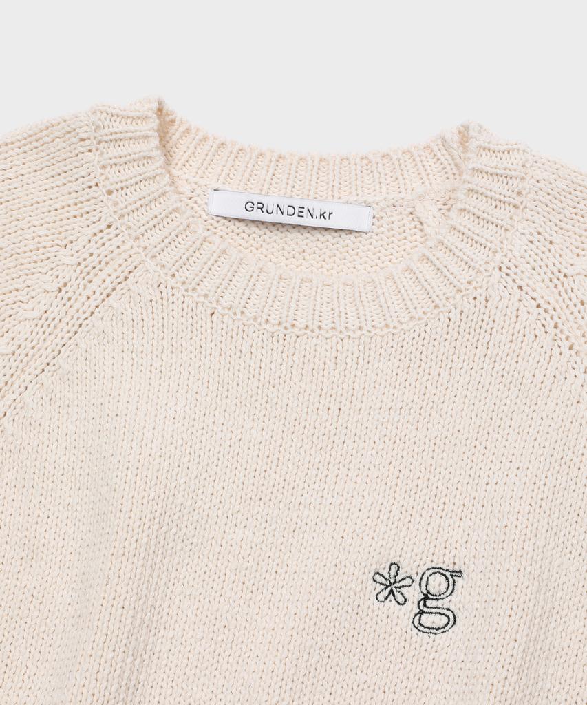 Geulleondeun Plump Short-Sleeve Knit Sweater (Ivory)