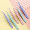 Stainless Steel Straight Curved Tip Tweezers For Nail Art Sticker Rhinestones Picking Tool Makeup Eyelash DIY Tweezer