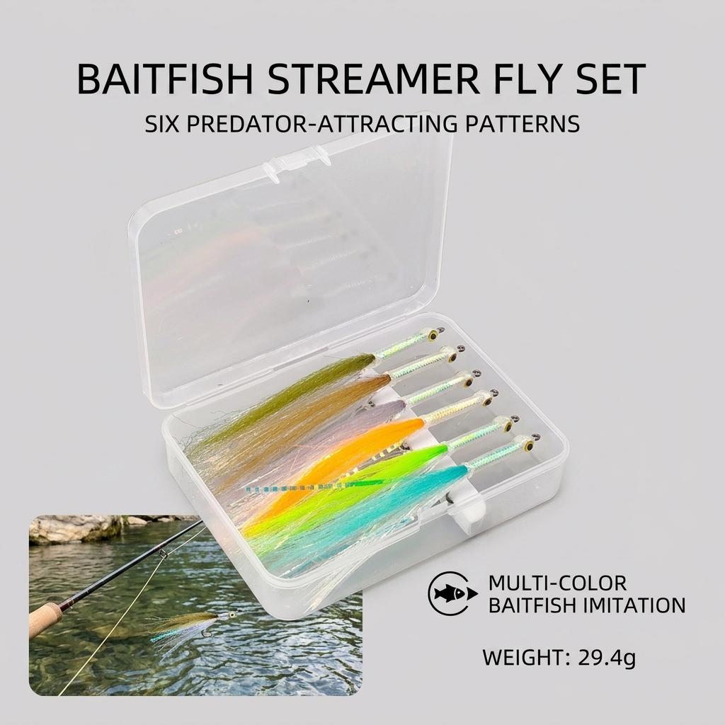 Fly Fishing Lure Baitfish Streamer with Weave Tube and Ribbon Design for Trout Bass