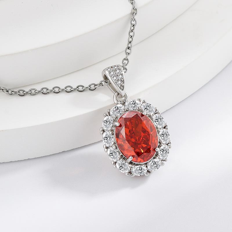 Flashy Ice Flower Cut Gemstone Necklace with High Carbon Diamond Pendant - Women's Fashionable Luxury Jewelry