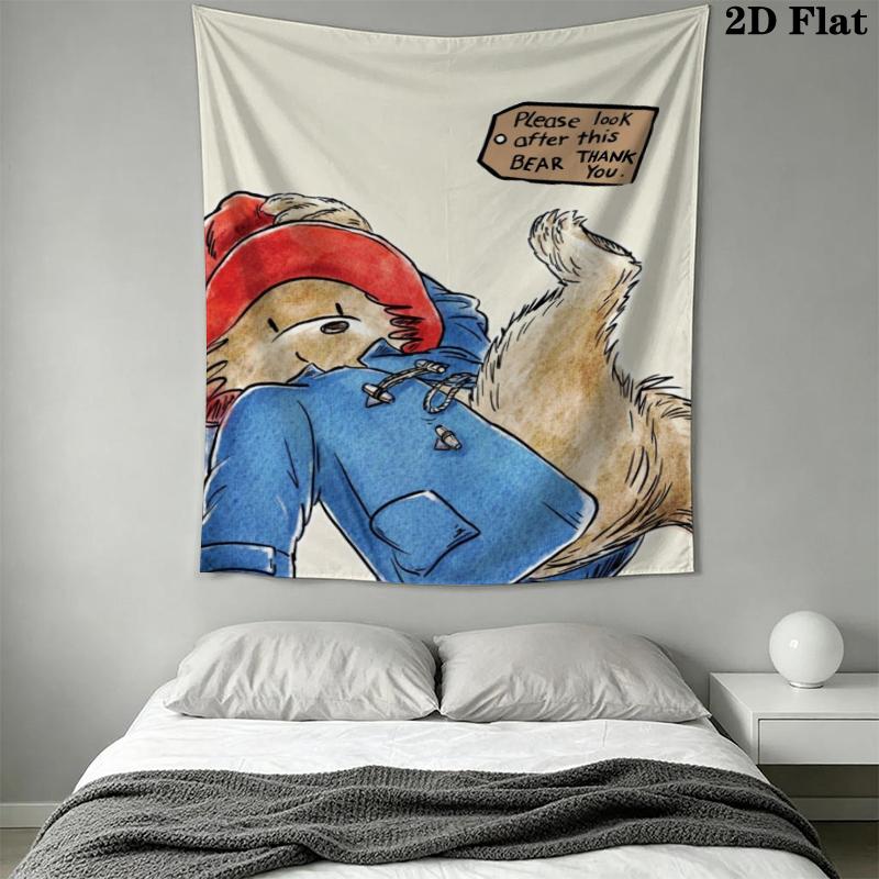 Paddington Bear Wall Tapestry Aesthetic Wall Hanging Printed Fabric Blanket Decorative Tapestries for Bedroom Living Room Home Decor