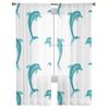 Cortinas de tule com pintura em aquarela de golfinhos animais para sala de estar, cozinha, cortina de voile transparente, painéis de janela do quarto