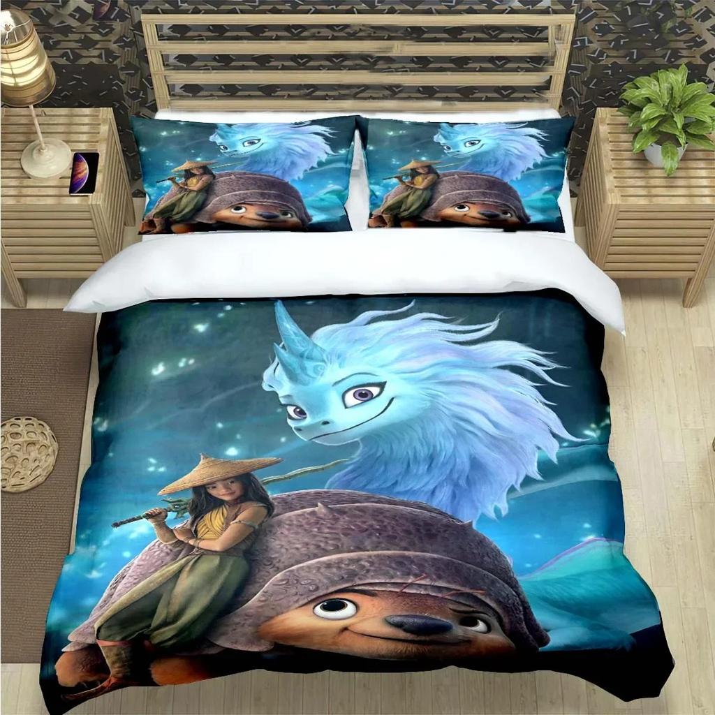 Mode Cartoon Raya und der letzte Drache Druck Bettwäschesets Bettzubehör Set Bettbezug Bettdecken-Set Bettwäscheset Geschenk