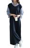 Gold Japan Plus Size Faux Perfect for Spring and Size Women's Dress, Long, 5/8 Sleeves, Striped, Layered, Autumn, Navy, 4L, Cast-5552026