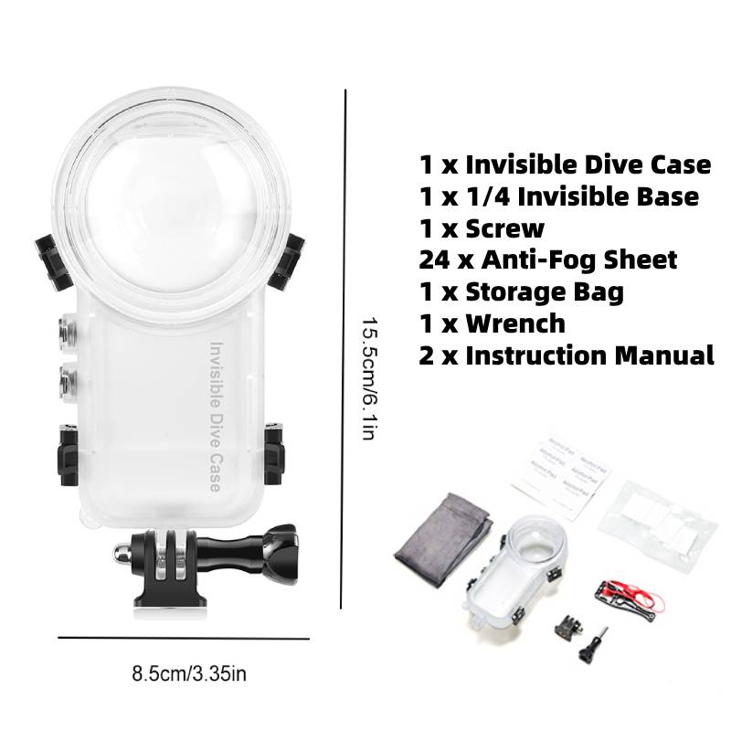 

Невидимый аквабокс для Insta360 X4 Водонепроницаемый защитный чехол для подводной съемки Аксессуары для видеокамеры 360°