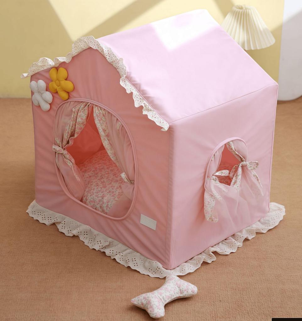 Ins Nordic Style Lace Pet Tent Semi-closed Cat Nest Tent Removable and Washable Comfortable Skin-friendly Cat House Villa