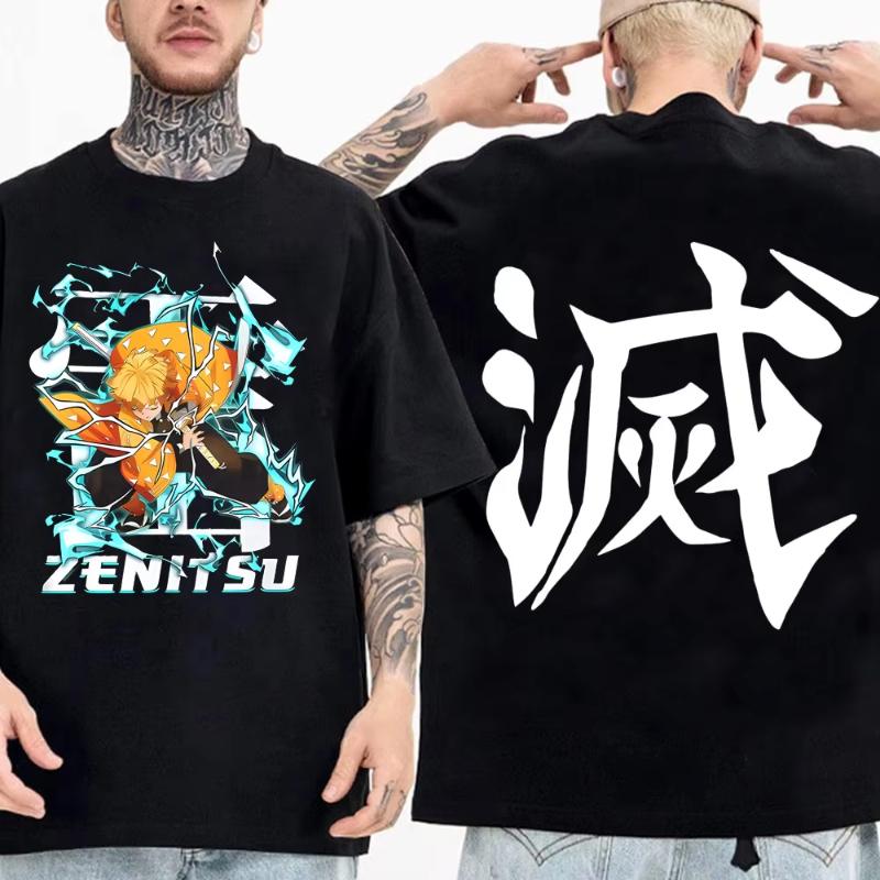 Japanese Anime Shirt Demon Slayer Infinity Castle T Shirt Men Cartoon Kimetsu No Yaiba High Quality Cotton Streetwear Clothes