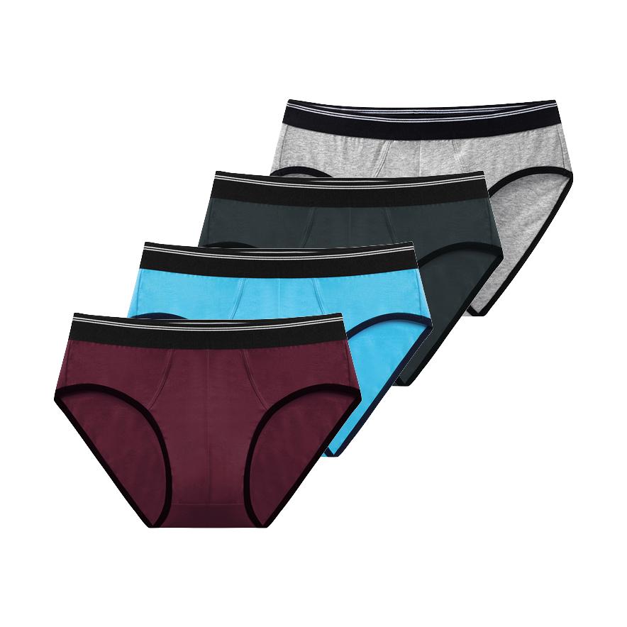 4 Pcs Men's Briefs Breathable Underwear Soild Color Cotton Panties L XL 2XL 3XL 4XL 5XL