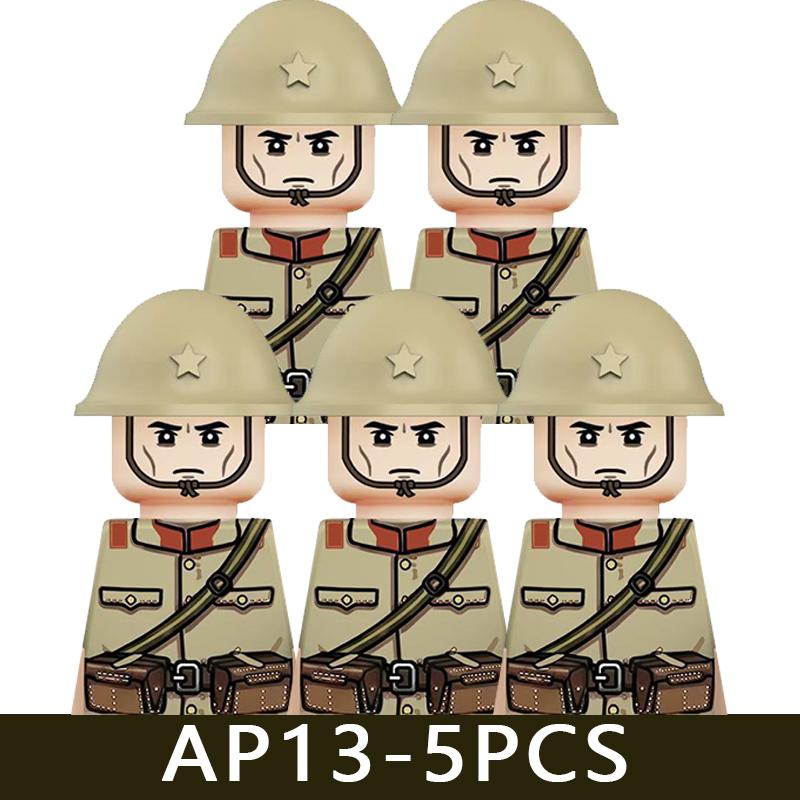 WW2 Military Soldier Figures Building Blocks Army Japanese Warrior Medical Nurse Officer Infantry Helmets UV Printed Bricks Toys