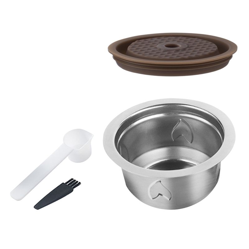 

AEE2-Reusable Coffee Capsules Stainless Steel Coffee Pod Espresso Refillable Coffee Pods For Vertuolline GCA1 Delonghi ENV135 серебряный
