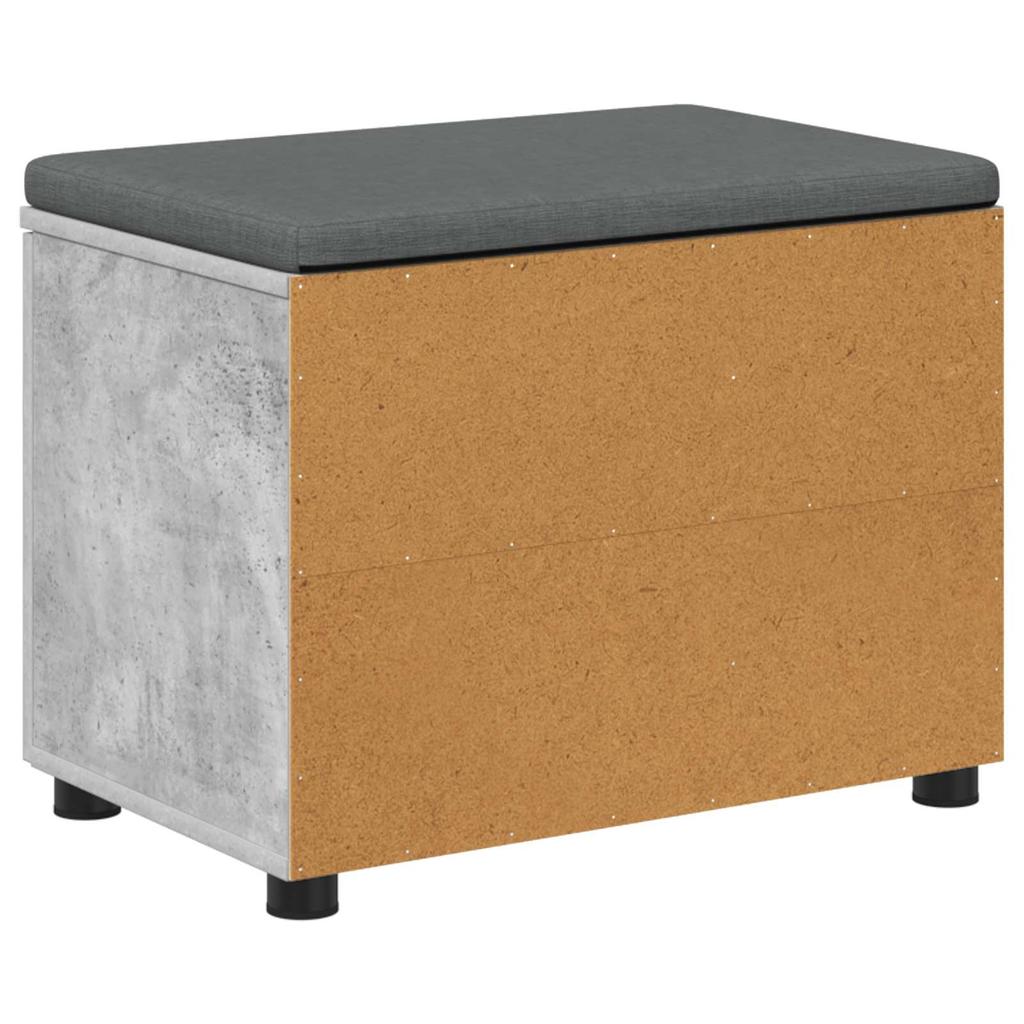 Hall Bench with Cushion Shelf and Door Concrete Grey 60 x 38 x 46 cm