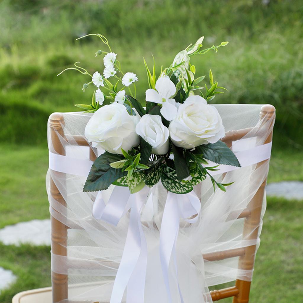 White Tulle Chair Sash Back Cover Decoration for Hotel Wedding Banquet 1x1.5m