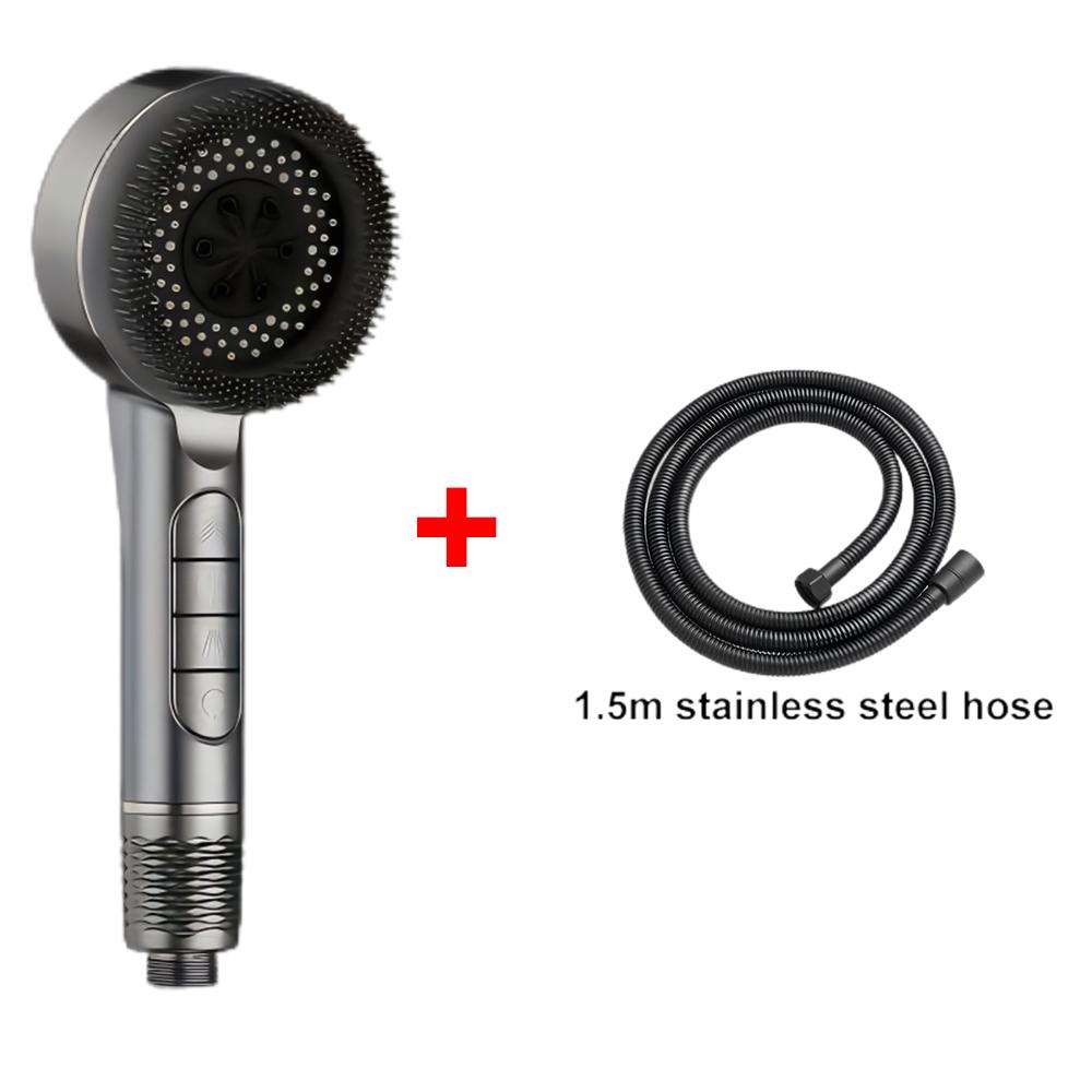4 Modes Massage Brush Shower Head Large Flow High Pressure Water Saving Handheld Showerhead One-Key Stop Water Shower Nozzle