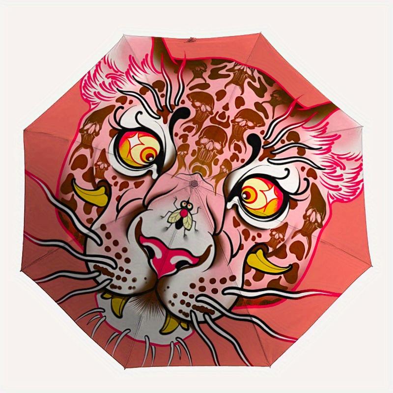 

1pc Leopard Print Automatic Open/Close Umbrella, Portable Folding Umbrella for Travel, Themed Events, It is suitable as a gift for various festivals,