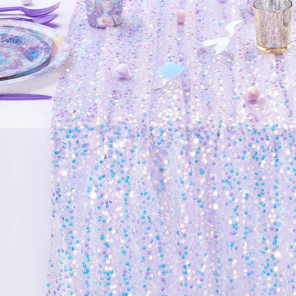New Iridescent Sequin Table Runner Glitter Sequin Mermaid Table Cover Heat Insulation Table Cloth Wedding Birthday Party