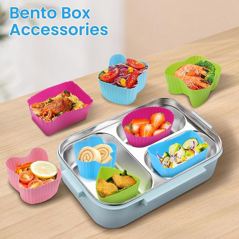 8Pcs Silicone Lunch Box Dividers Kids School Bento Box Food Separators Cupcake Liners Mold Eco-Friendly Baking Tools for Childre