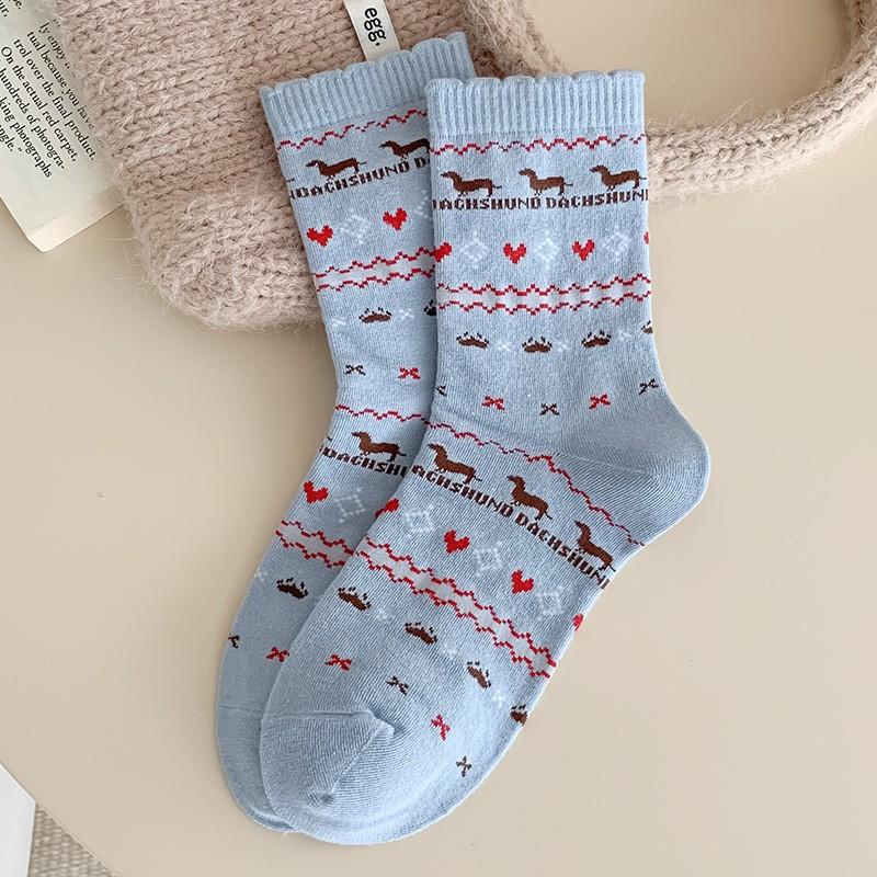 Socks Pure Cotton Tube Socks Spring And Autumn Versatile Internet Celebrity Pastoral Cotton Sweat-Absorbing Deodorant Tube Socks