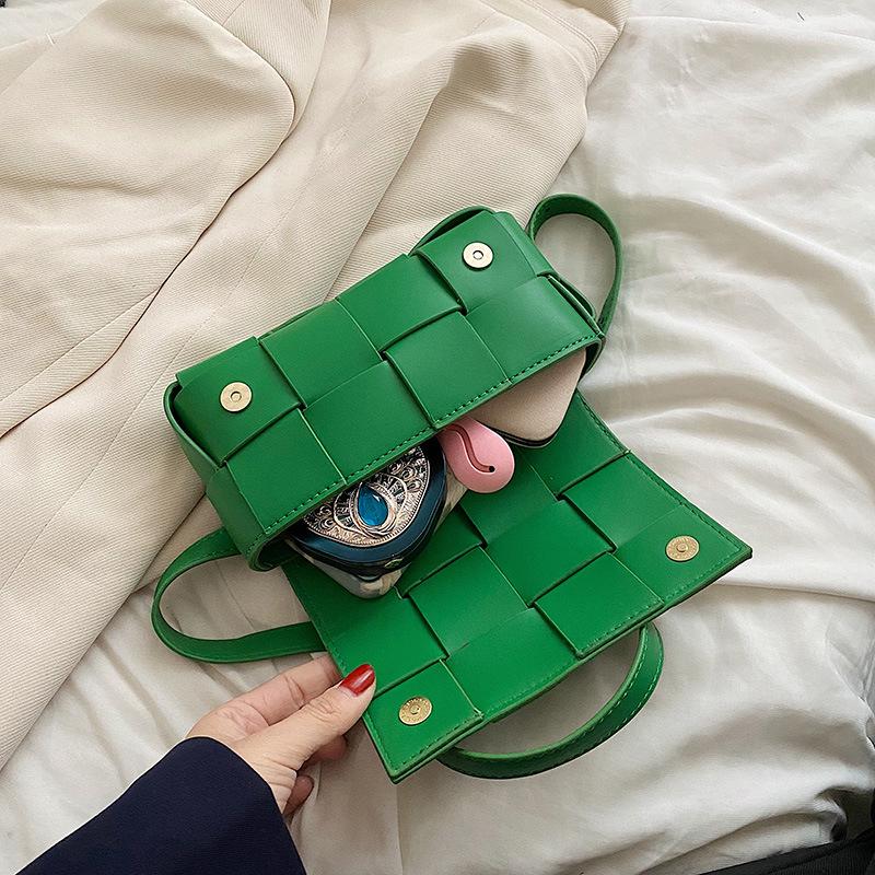 2025 New Fashion PU Woven Pillow Bag - Small Square Crossbody, Waist, and Chest Bag for Women