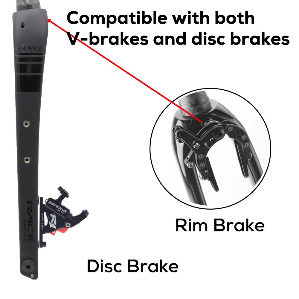 New RACE Carbon Fiber Gravel Front Fork,Half Internal Cable,Straight/Tapered Tube,Max Tire 700C x 45C,Thru Axle 12x100mm Or QR