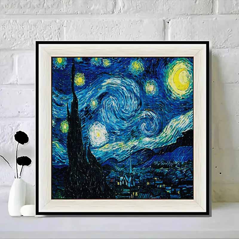

New Arrival 5D DIY Full Circle Diamond Painting Van Gogh s Starry Night Embroidery Cross Stitch Home Decor Gift 20x20cm