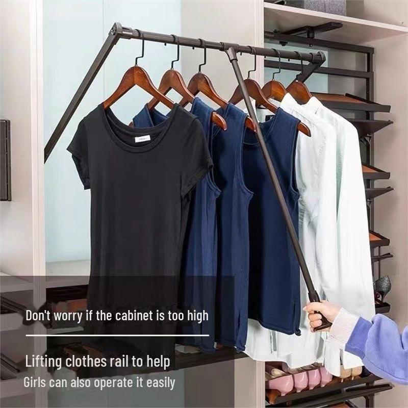 Cloakroom Pull-Down Clothes Hanger Wardrobe Lift Rod