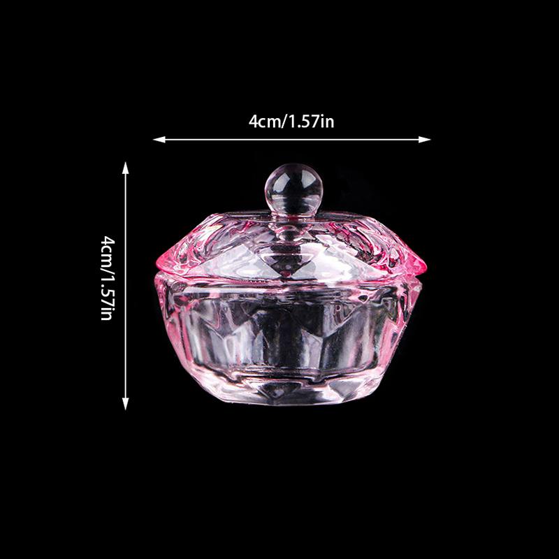 Pink  Glass Dappen Dish Acrylic Powder Liquid Holder Container Geometric Nail Lid Cup Bowl Manicure Accessories