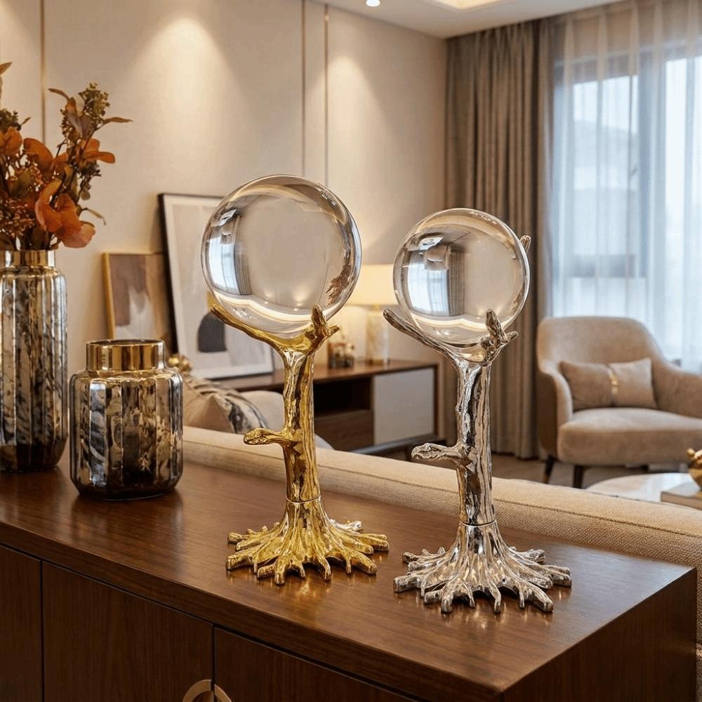 Gold/Sliver Tree Shape Crystal Ball Stand Electroplating Crystal Ball Display Stand  Office